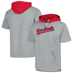 St. Louis Cardinals Mitchell & Ness Postgame Short Sleeve Pullover Hoodie - Heather Gray Hoodies