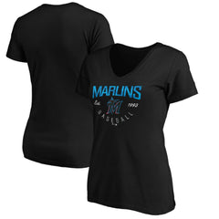 Miami Marlins Women's Core Live For It V-Neck T-Shirt - Black T-shirts