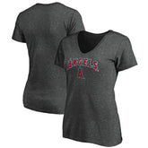 Los Angeles Angels Women's Core Team Lock Up V-Neck T-Shirt - Charcoal T-shirts