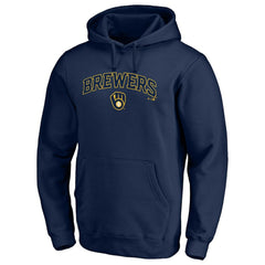 Milwaukee Brewers Team Lock Up Wordmark Pullover Hoodie - Navy Hoodies