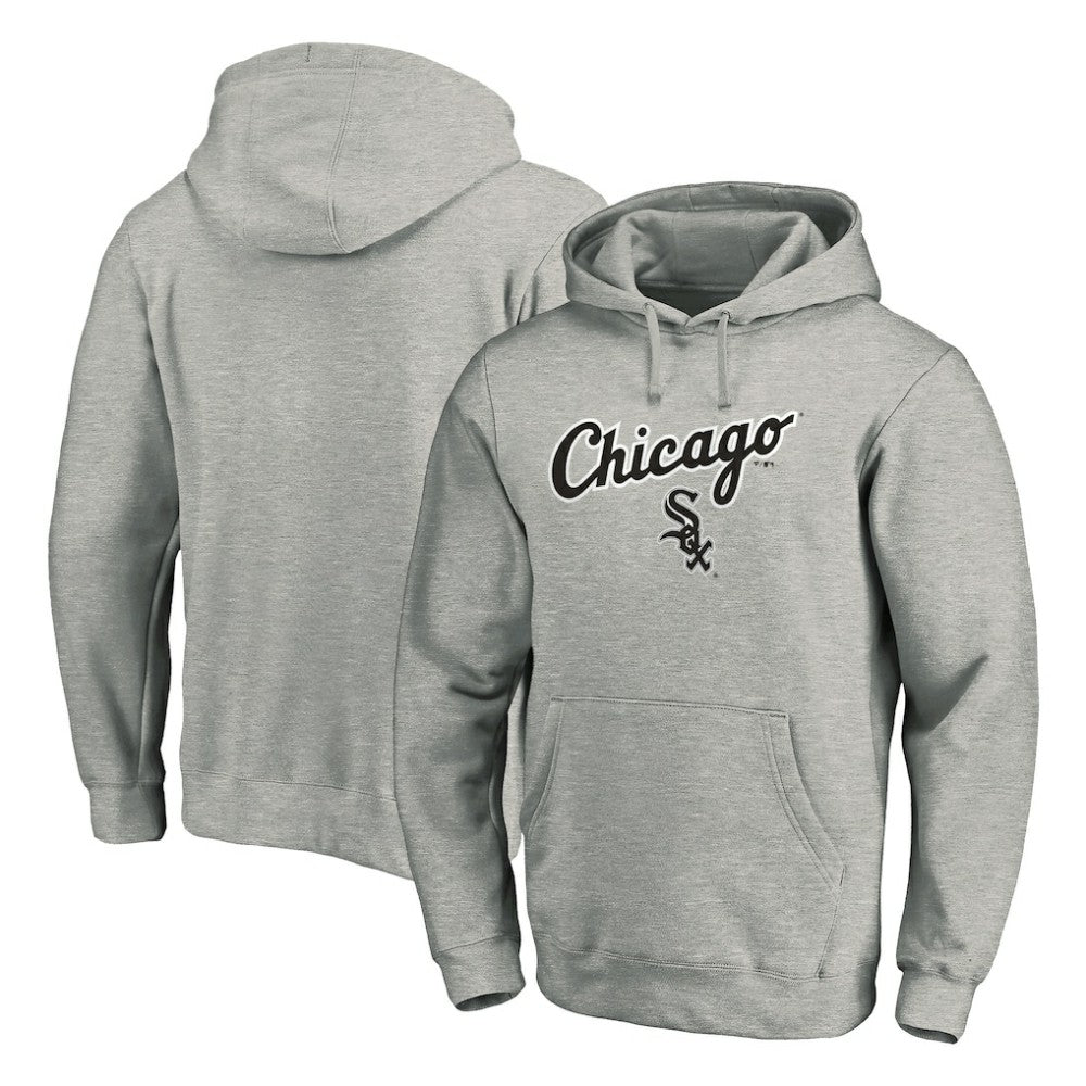 Chicago White Sox Team Lock Up Wordmark Pullover Hoodie - Gray Hoodies