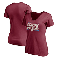 Philadelphia Phillies Women's Fightin' Phils V-Neck T-Shirt - Burgundy T-shirts