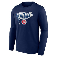 Chicago Cubs Flag Long Sleeve T-Shirt - Navy T-shirts
