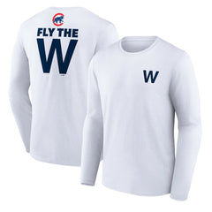 Chicago Cubs Fly the W Long Sleeve T-Shirt - White T-shirts