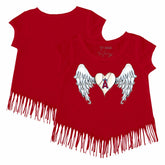 Los Angeles Angels Tiny Turnip Girls Youth Angel Wings Fringe T-Shirt - Red T-shirts