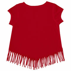Los Angeles Angels Tiny Turnip Girls Youth Angel Wings Fringe T-Shirt - Red T-shirts