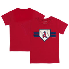 Los Angeles Angels Tiny Turnip Youth Base Stripe T-Shirt - Red T-shirts