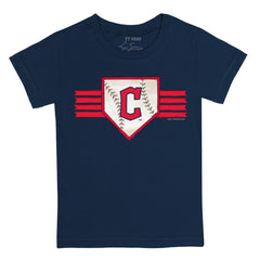 Cleveland Guardians Tiny Turnip Youth Base Stripe T-Shirt - Navy T-shirts