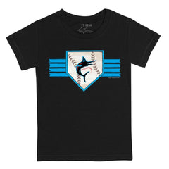 Miami Marlins Tiny Turnip Youth Base Stripe T-Shirt - Black T-shirts