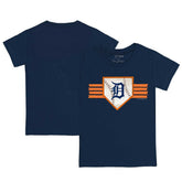 Detroit Tigers Tiny Turnip Youth Base Stripe T-Shirt - Navy T-shirts