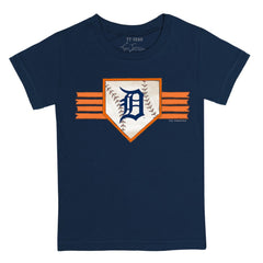 Detroit Tigers Tiny Turnip Youth Base Stripe T-Shirt - Navy T-shirts
