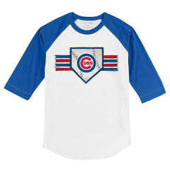 Chicago Cubs Tiny Turnip Youth Base Stripe 3/4-Sleeve Raglan T-Shirt - White/Royal T-shirts