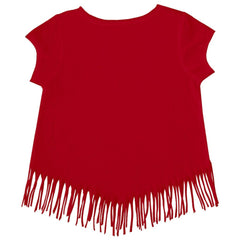 Boston Red Sox Tiny Turnip Girls Youth Baseball Bow Fringe T-Shirt - Red T-shirts