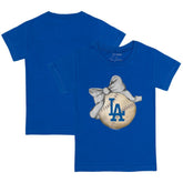 Los Angeles Dodgers Tiny Turnip Youth Baseball Bow T-Shirt - Royal T-shirts