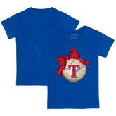 Texas Rangers Tiny Turnip Youth Baseball Bow T-Shirt - Royal T-shirts