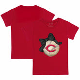 Cincinnati Reds Tiny Turnip Youth Baseball Bow T-Shirt - Red T-shirts