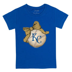 Kansas City Royals Tiny Turnip Youth Baseball Bow T-Shirt - Royal T-shirts