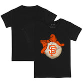 San Francisco Giants Tiny Turnip Youth Baseball Bow T-Shirt - Black T-shirts