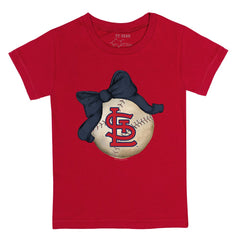 St. Louis Cardinals Tiny Turnip Youth Baseball Bow T-Shirt - Red T-shirts
