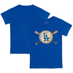 Los Angeles Dodgers Tiny Turnip Youth Baseball Cross Bats T-Shirt - Royal T-shirts