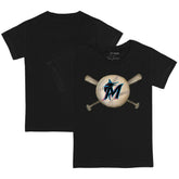 Miami Marlins Tiny Turnip Youth Baseball Cross Bats T-Shirt - Black T-shirts