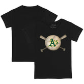 Athletics Tiny Turnip Youth Baseball Cross Bats T-Shirt - Black T-shirts