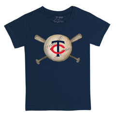 Minnesota Twins Tiny Turnip Youth Baseball Cross Bats T-Shirt - Navy T-shirts