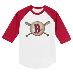 Boston Red Sox Tiny Turnip Youth Baseball Cross Bats 3/4-Sleeve Raglan T-Shirt - White/Red T-shirts