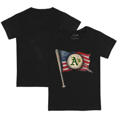 Athletics Tiny Turnip Youth Baseball Flag T-Shirt - Black T-shirts