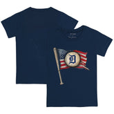 Detroit Tigers Tiny Turnip Youth Baseball Flag T-Shirt - Navy T-shirts