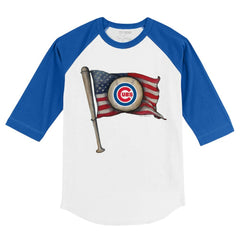 Chicago Cubs Tiny Turnip Youth Baseball Flag 3/4-Sleeve Raglan T-Shirt - White/Royal T-shirts