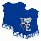 Los Angeles Dodgers Tiny Turnip Girls Youth Baseball Love Fringe T-Shirt - Royal T-shirts