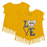 San Diego Padres Tiny Turnip Girls Youth Baseball Love Fringe T-Shirt - Gold T-shirts