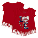 St. Louis Cardinals Tiny Turnip Girls Youth Baseball Love Fringe T-Shirt - Red T-shirts
