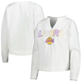 Los Angeles Lakers Concepts Sport Women's Sunray Notch Neck Long Sleeve Top White