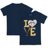 Milwaukee Brewers Tiny Turnip Youth Baseball Love T-Shirt - Navy T-shirts