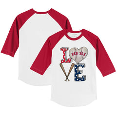 Boston Red Sox Tiny Turnip Youth Baseball Love 3/4-Sleeve Raglan T-Shirt - White/Red T-shirts