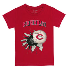 Cincinnati Reds Tiny Turnip Youth Baseball Tear T-Shirt - Red T-shirts
