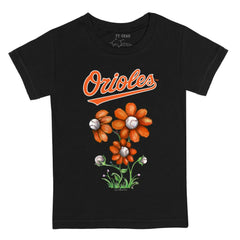 Baltimore Orioles Tiny Turnip Youth Blooming Baseballs T-Shirt - Black T-shirts
