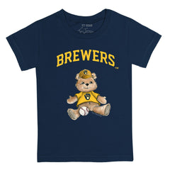 Milwaukee Brewers Tiny Turnip Youth Teddy Boy T-Shirt - Navy T-shirts