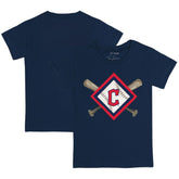 Cleveland Guardians Tiny Turnip Youth Diamond Cross Bats T-Shirt - Navy T-shirts