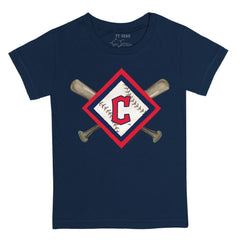 Cleveland Guardians Tiny Turnip Youth Diamond Cross Bats T-Shirt - Navy T-shirts