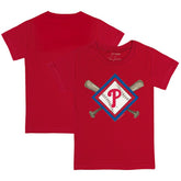 Philadelphia Phillies Tiny Turnip Youth Diamond Cross Bats T-Shirt - Red T-shirts