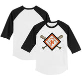 San Francisco Giants Tiny Turnip Youth Diamond Cross Bats 3/4-Sleeve Raglan T-Shirt - White/Black T-shirts