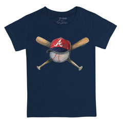 Atlanta Braves Tiny Turnip Youth Hat Crossbats T-Shirt - Navy Hats