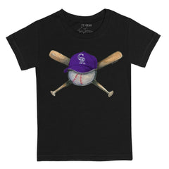 Colorado Rockies Tiny Turnip Youth Hat Crossbats T-Shirt - Black Hats