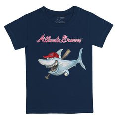 Atlanta Braves Tiny Turnip Youth Shark T-Shirt - Navy T-shirts
