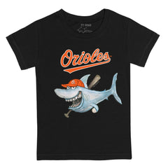Baltimore Orioles Tiny Turnip Youth Shark T-Shirt - Black T-shirts