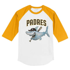 San Diego Padres Tiny Turnip Youth Shark 3/4-Sleeve Raglan T-Shirt - White/Gold T-shirts