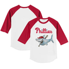 Philadelphia Phillies Tiny Turnip Youth Shark 3/4-Sleeve Raglan T-Shirt - White/Red T-shirts